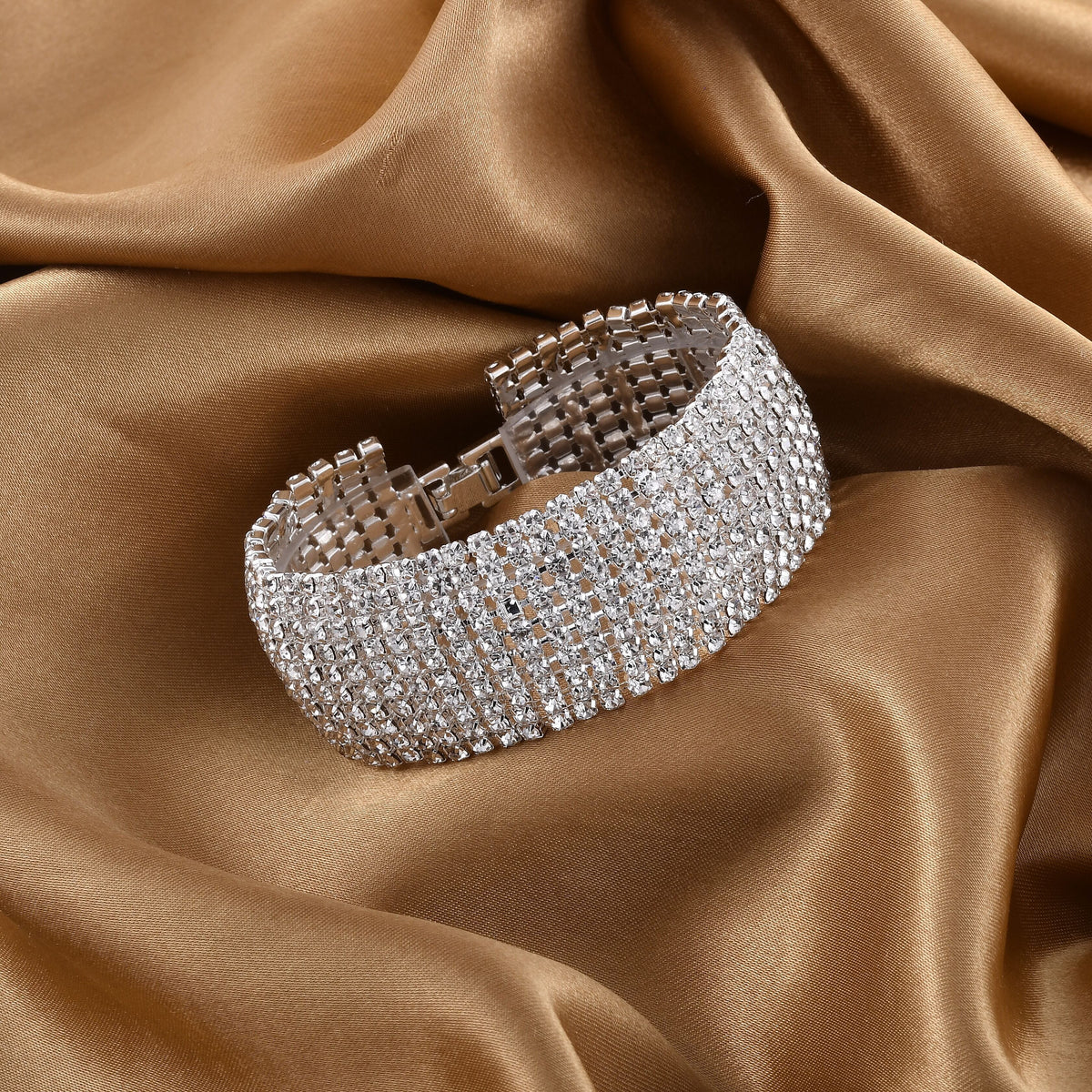White Austrian Crystal Embellished Bracelet (Size - 7.5) in Silver Tone 7276985 2