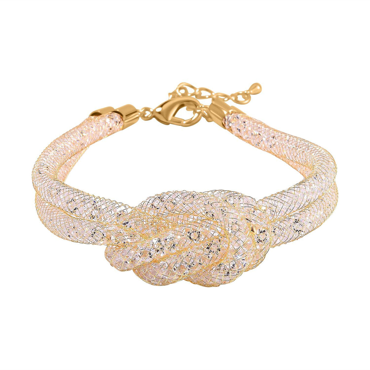 Designer Inspired - White Austrian Crystal Knot Bracelet (Size - 7.5-2 Inch Ext.) 7663750 0