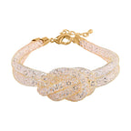Designer Inspired - White Austrian Crystal Knot Bracelet (Size - 7.5-2 Inch Ext.)