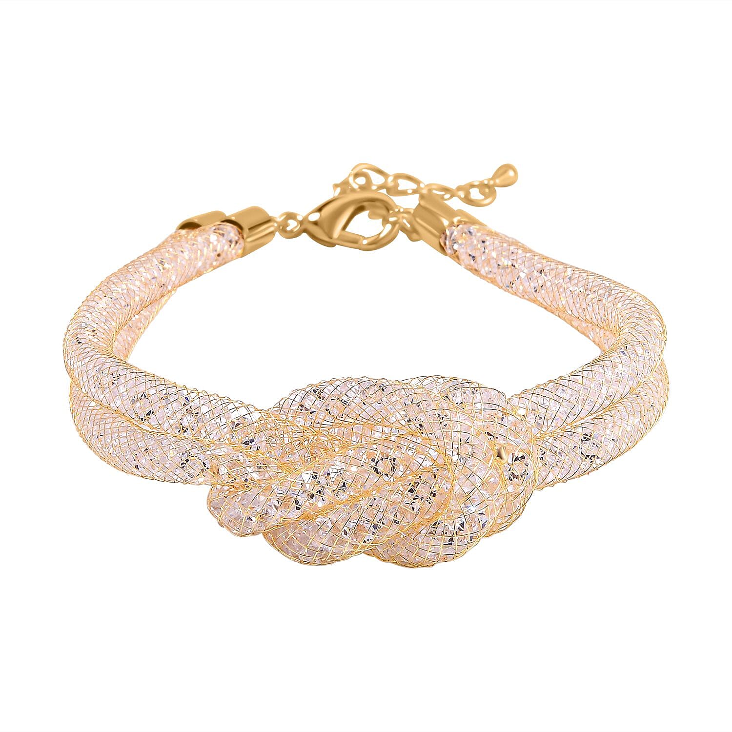 Designer Inspired - White Austrian Crystal Knot Bracelet (Size - 7.5-2 Inch Ext.) 7663750 0
