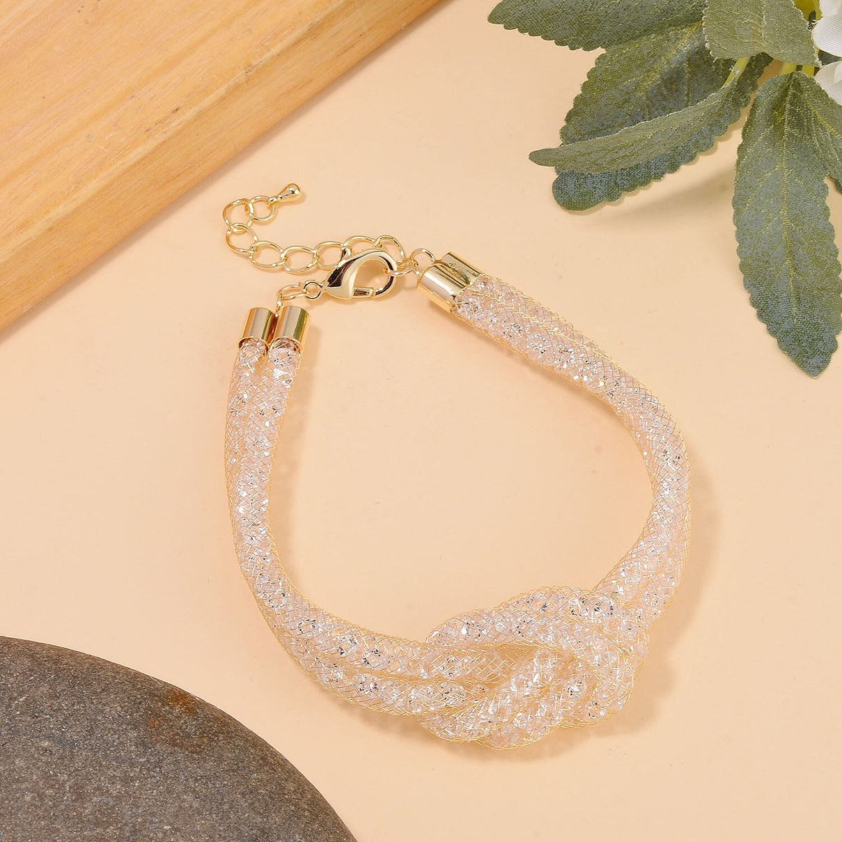Designer Inspired - White Austrian Crystal Knot Bracelet (Size - 7.5-2 Inch Ext.) 7663750 2