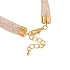 Designer Inspired - White Austrian Crystal Knot Bracelet (Size - 7.5-2 Inch Ext.)