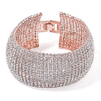 White Crystal Bracelet (Size - 8) in Rose Gold Tone