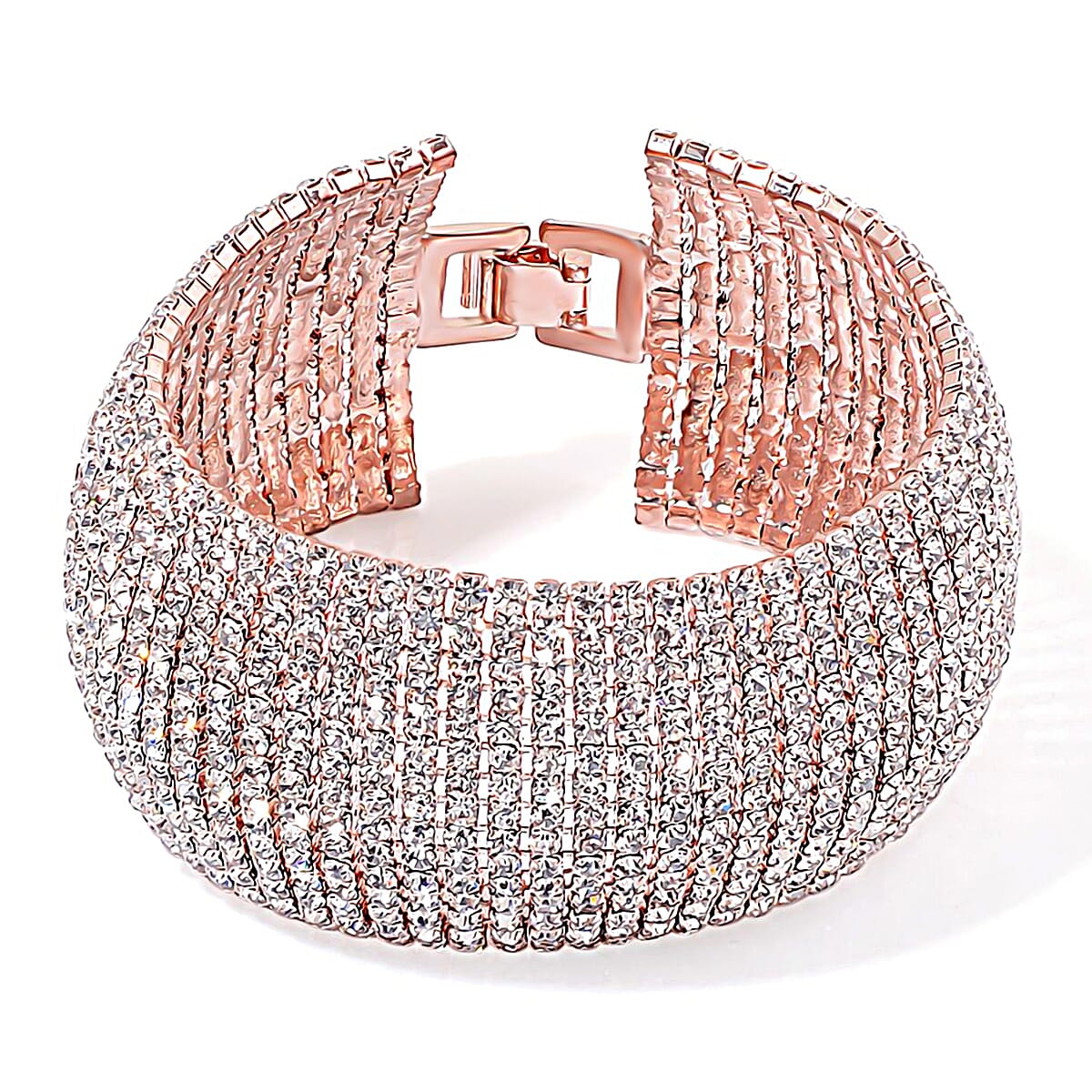 White Crystal Bracelet (Size - 8) in Rose Gold Tone 7977335 0