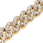 White Crystal  Bracelet (Size - 7) In Yellow Gold Tone