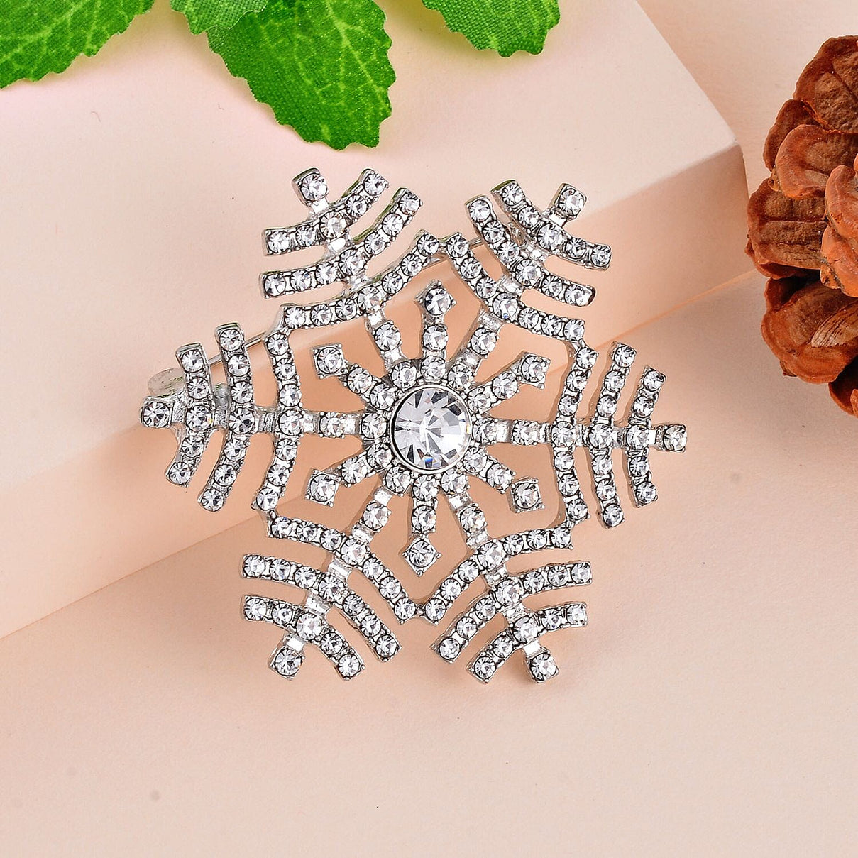 White Crystal Snowflake Brooch 7665631 1