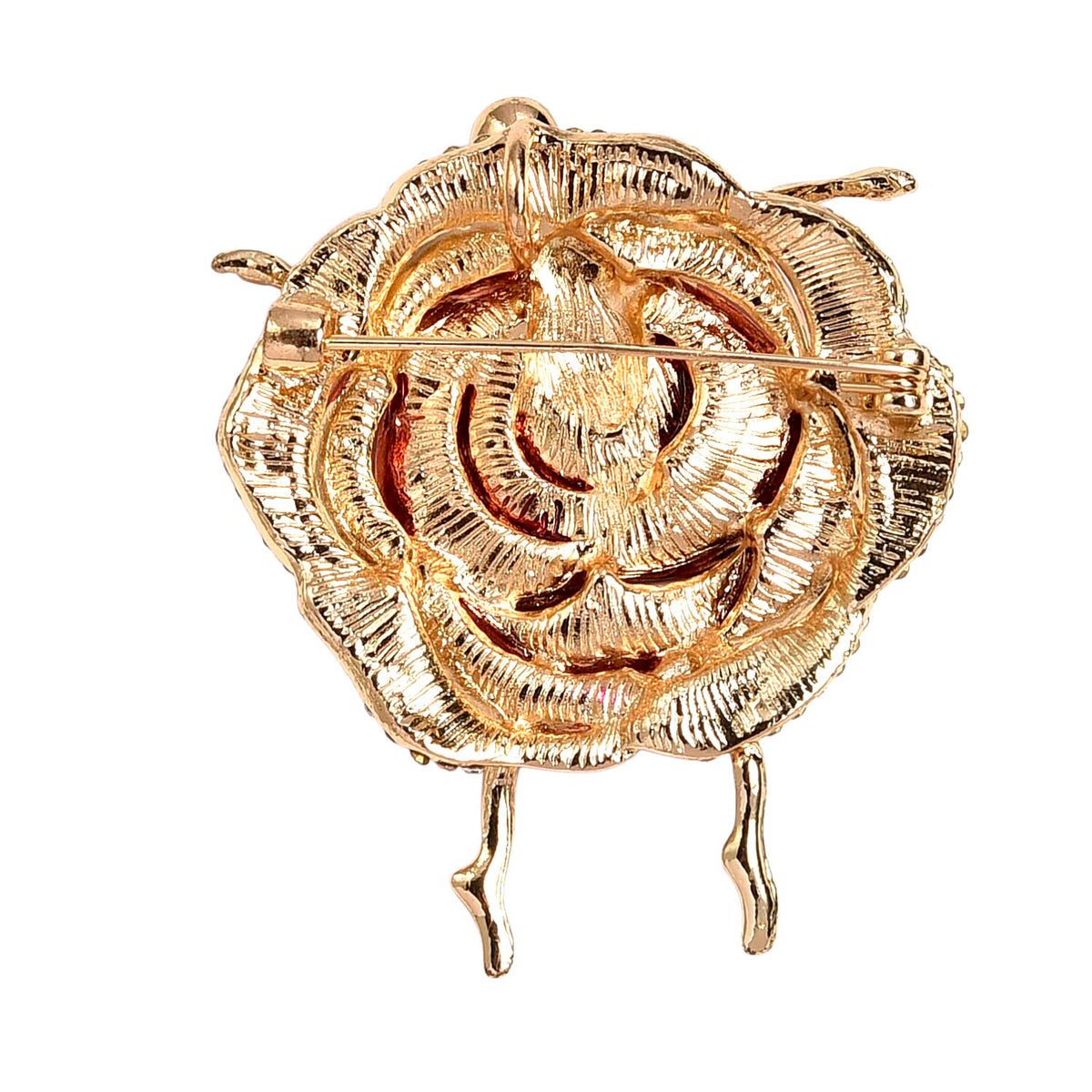 Pink Crystal, White Crystal &amp; White Glass Graceful Dancer Brooch in Yellow Gold Tone with Enameled 8311554 5