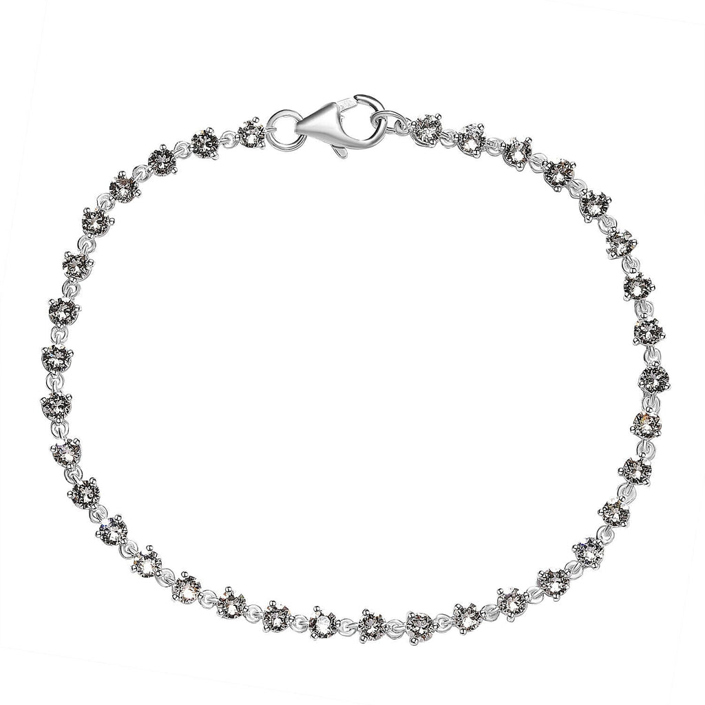 Close Out - White Austrian Crystal Bracelet (Size - 7.5) in Sterling Silver