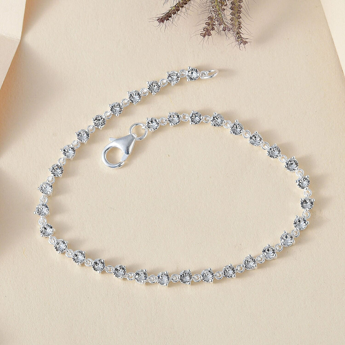 Close Out - White Austrian Crystal Bracelet (Size - 7.5) in Sterling Silver 7214374 2