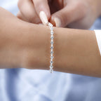 Close Out - White Austrian Crystal Bracelet (Size - 7.5) in Sterling Silver