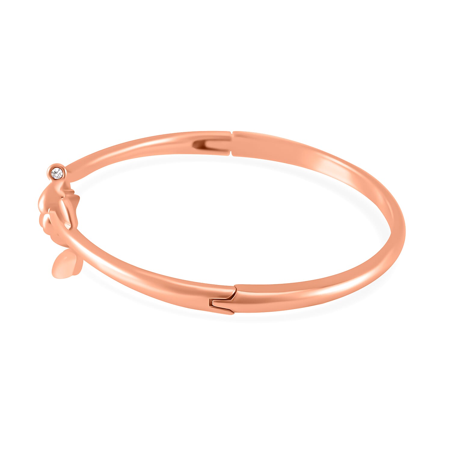 White Austrian Crystal &amp; Created White Cats Eye Bangle (Size 7) in Rose Gold Tone 7807695 3