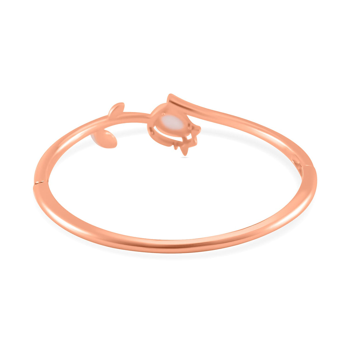 White Austrian Crystal &amp; Created White Cats Eye Bangle (Size 7) in Rose Gold Tone 7807695 4