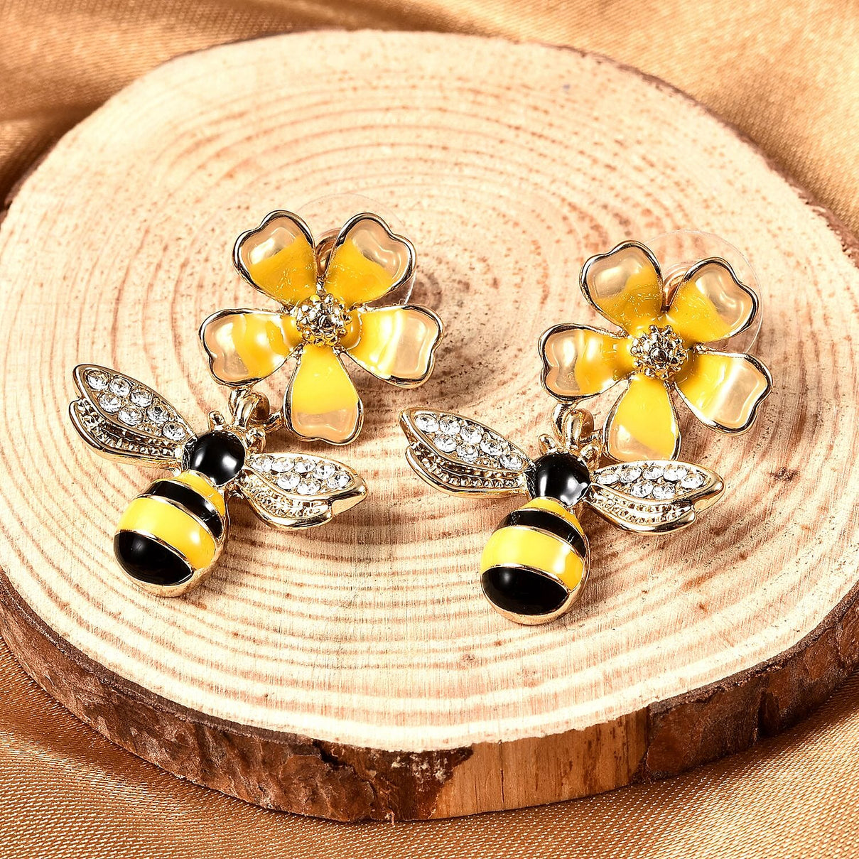 Close Out Deal- White Austrian Crystal Bee Earrings 7778787 1