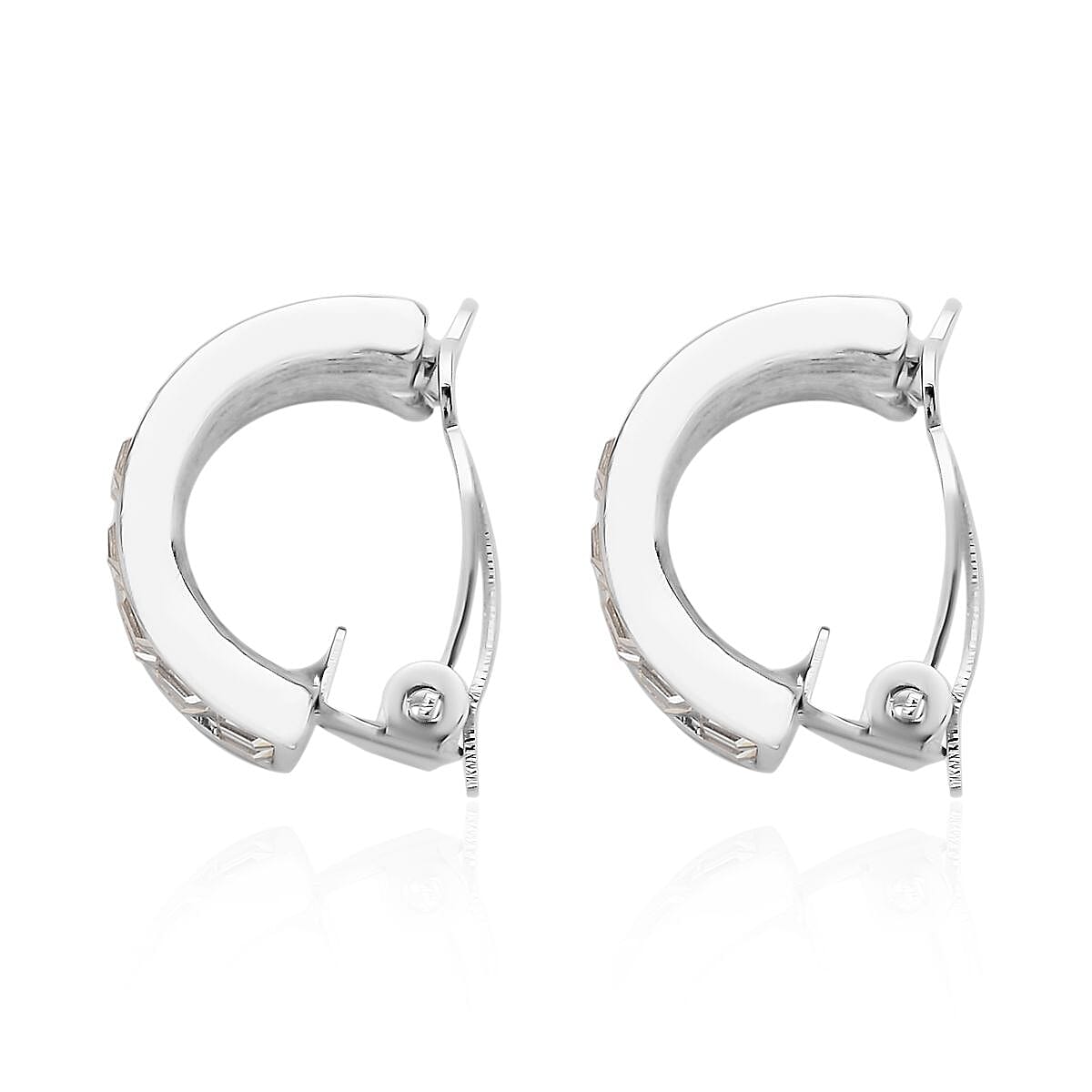 One Time Deal- White Crystal Clip-on Earrings in Silver Tone 7824381 4