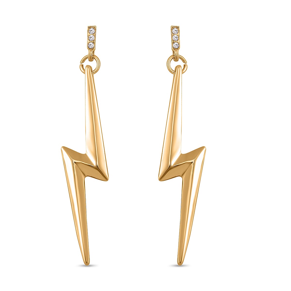 Designer Inspired - White Crystal Lightning Earrings In Gold Tone 7876393 0