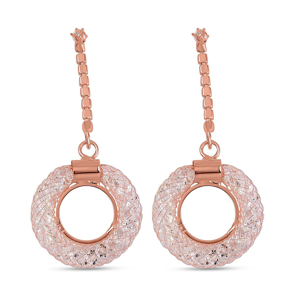 White Austrian Crystal Circle Dangle Earrings