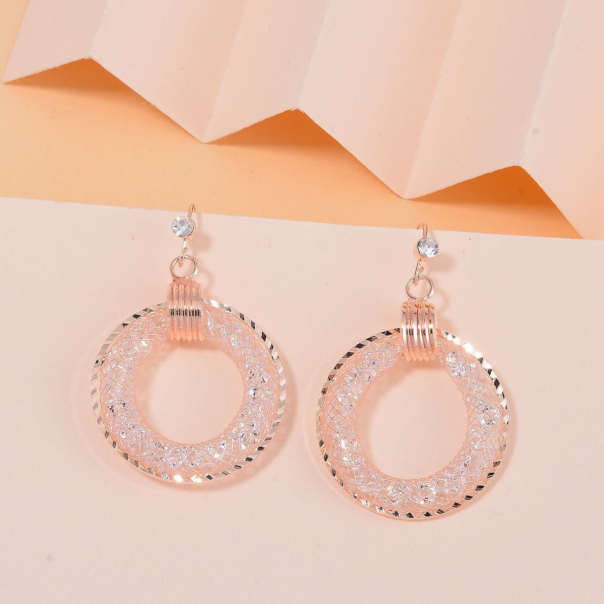 One time Closeout - Star Light Austrian Crystal Circle Earrings - Rose 7664401 1