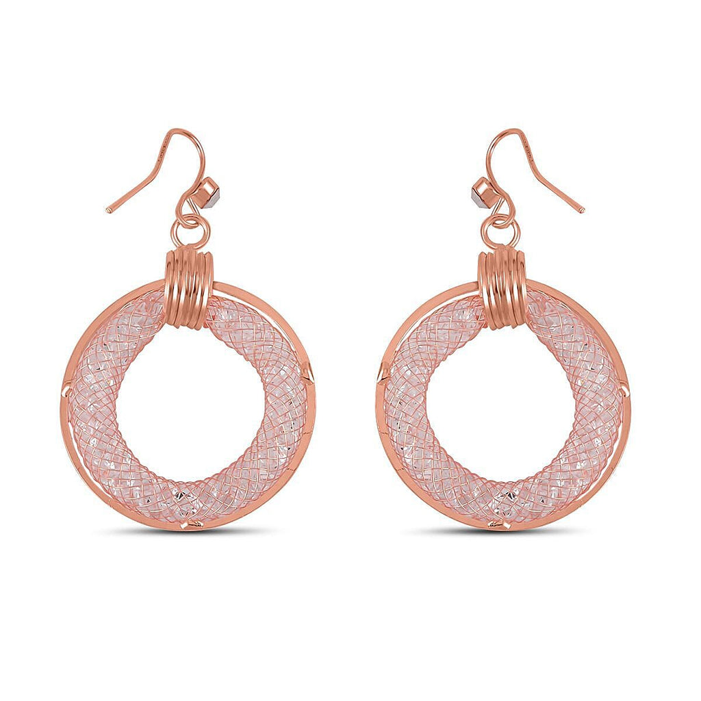 One time Closeout - Star Light Austrian Crystal Circle Earrings - Rose