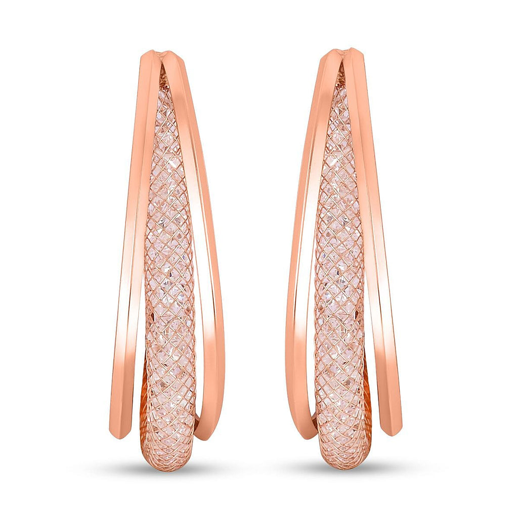 NY Closeout- White Austrian Crystal Hoop Earrings