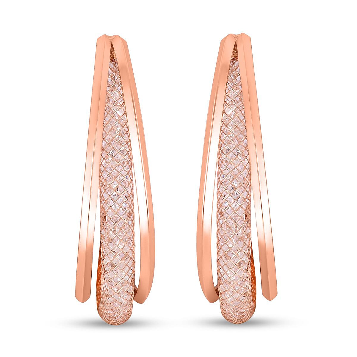 NY Closeout- White Austrian Crystal Hoop Earrings 7780443 0