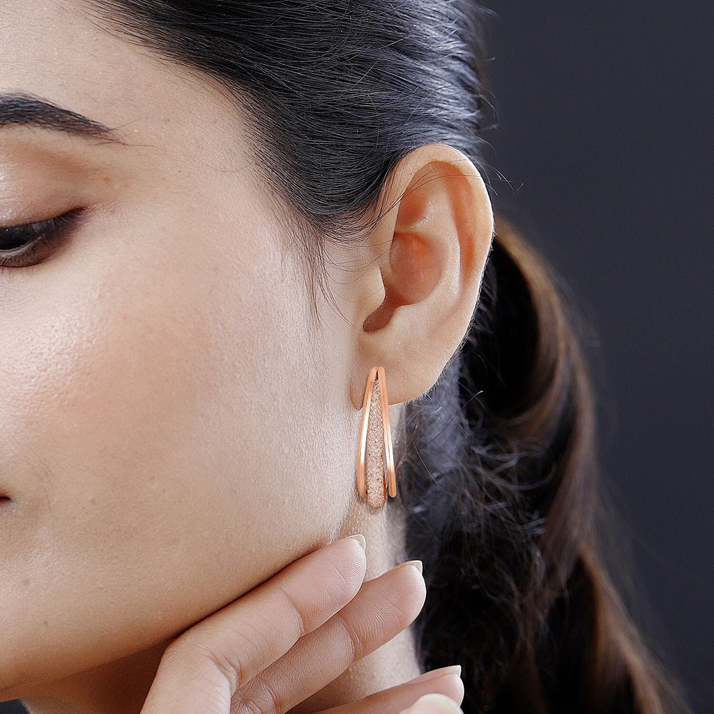 NY Closeout- White Austrian Crystal Hoop Earrings