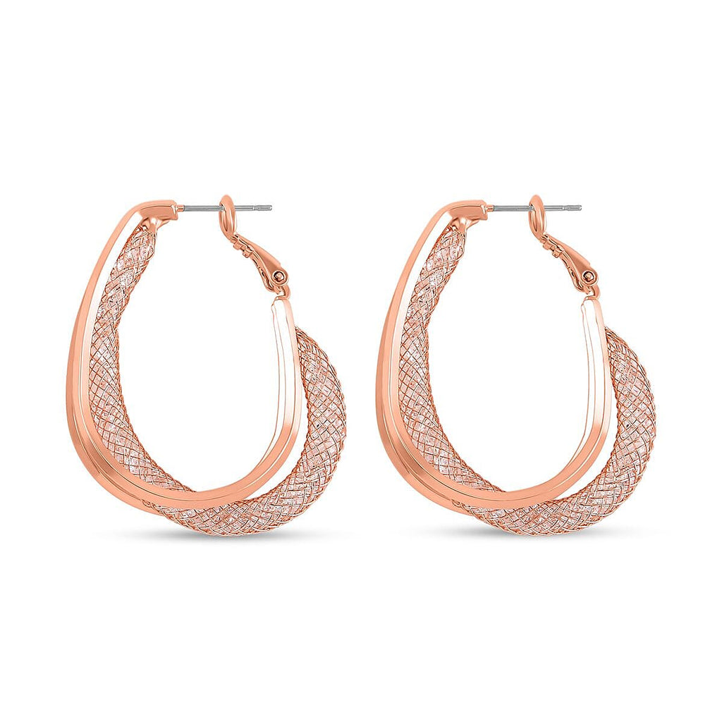 NY Closeout- White Austrian Crystal Hoop Earrings