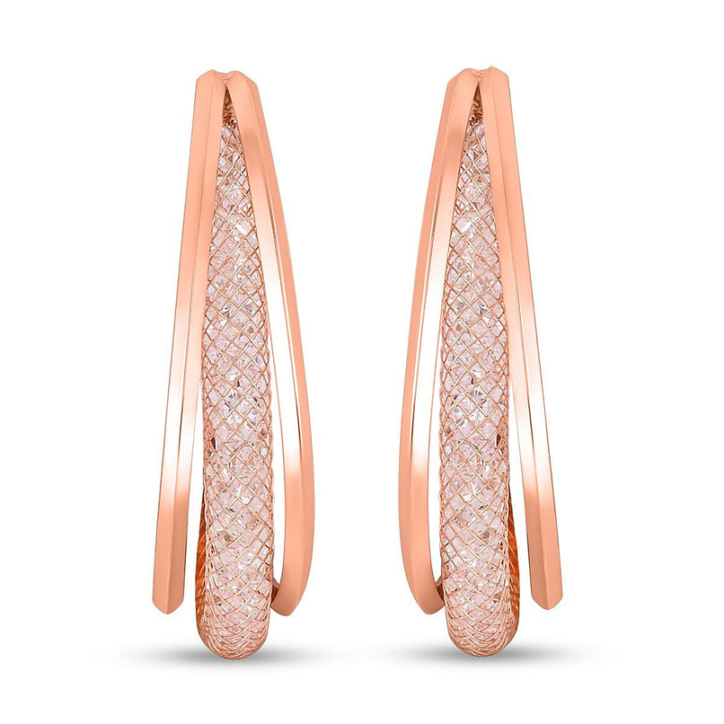 Designer Inspiration - White Crystal Hoop Earring in Rose Gold Plated