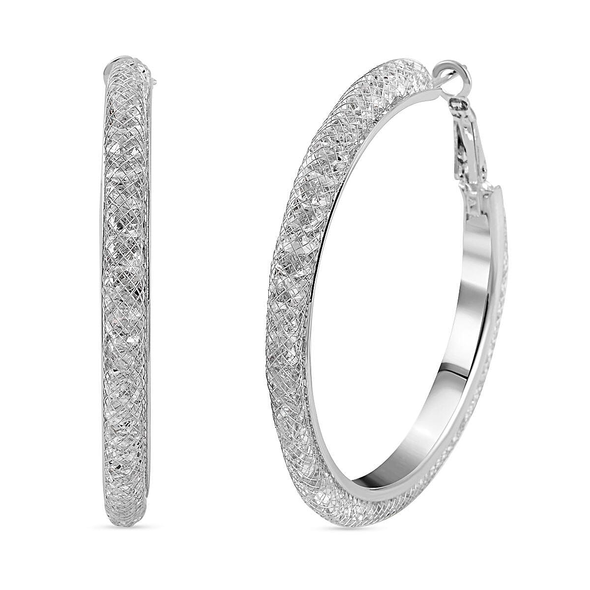 Red Carpet Style- White Austrian Crystal Hoop Earrings 7663759 0