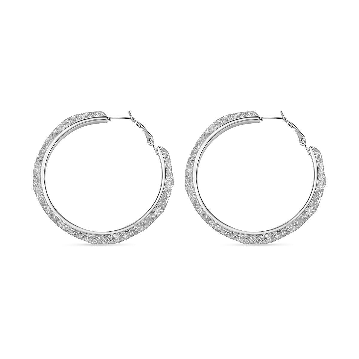Red Carpet Style- White Austrian Crystal Hoop Earrings 7663759 3