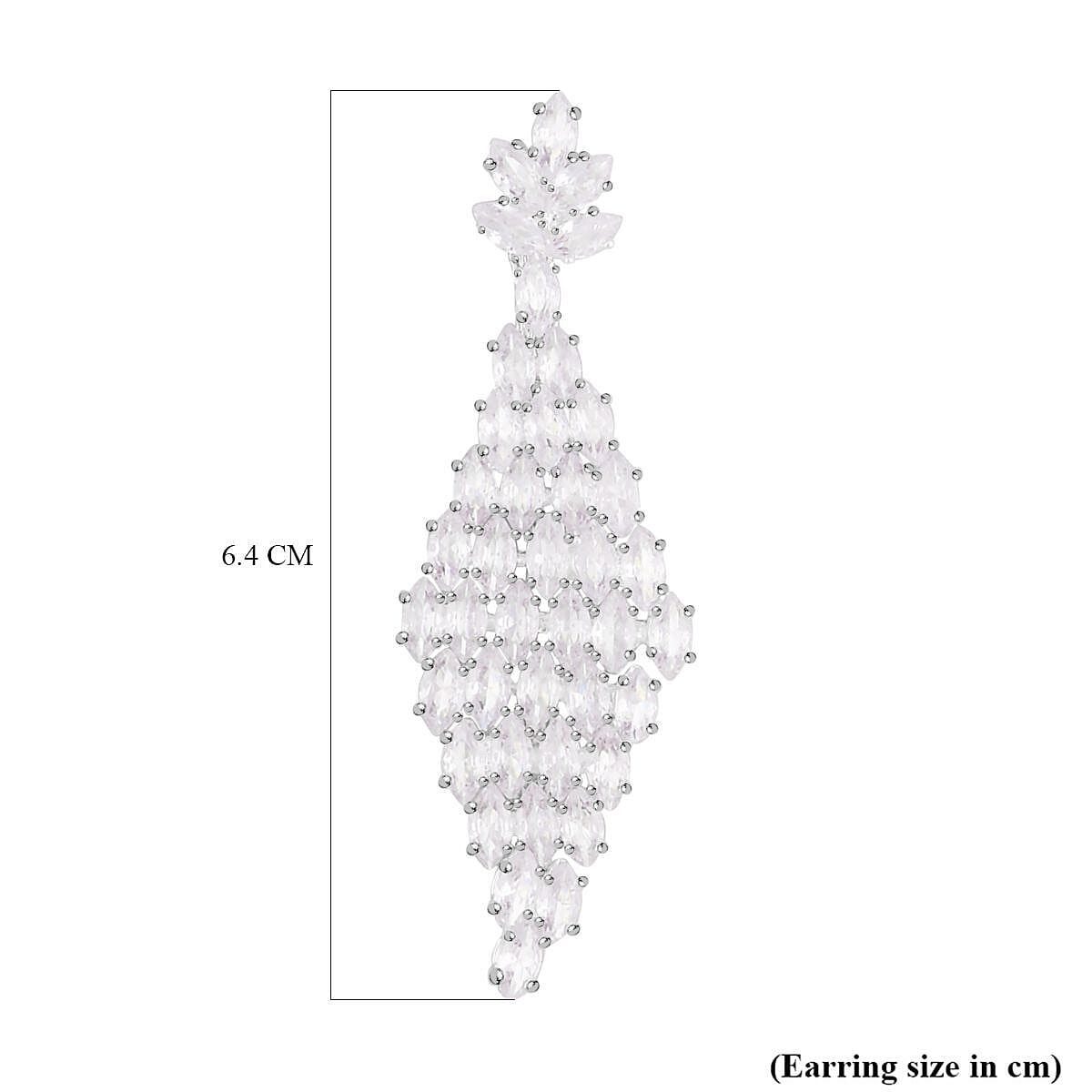 White Austrian Crystal Dangle Earrings (with Push Back) in Silver Tone 7312337 4