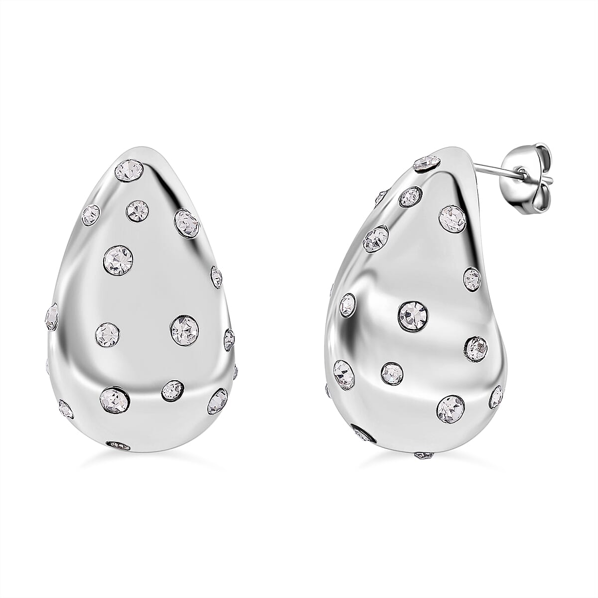 White  Crystal Push Back Earring in White 7843440 0