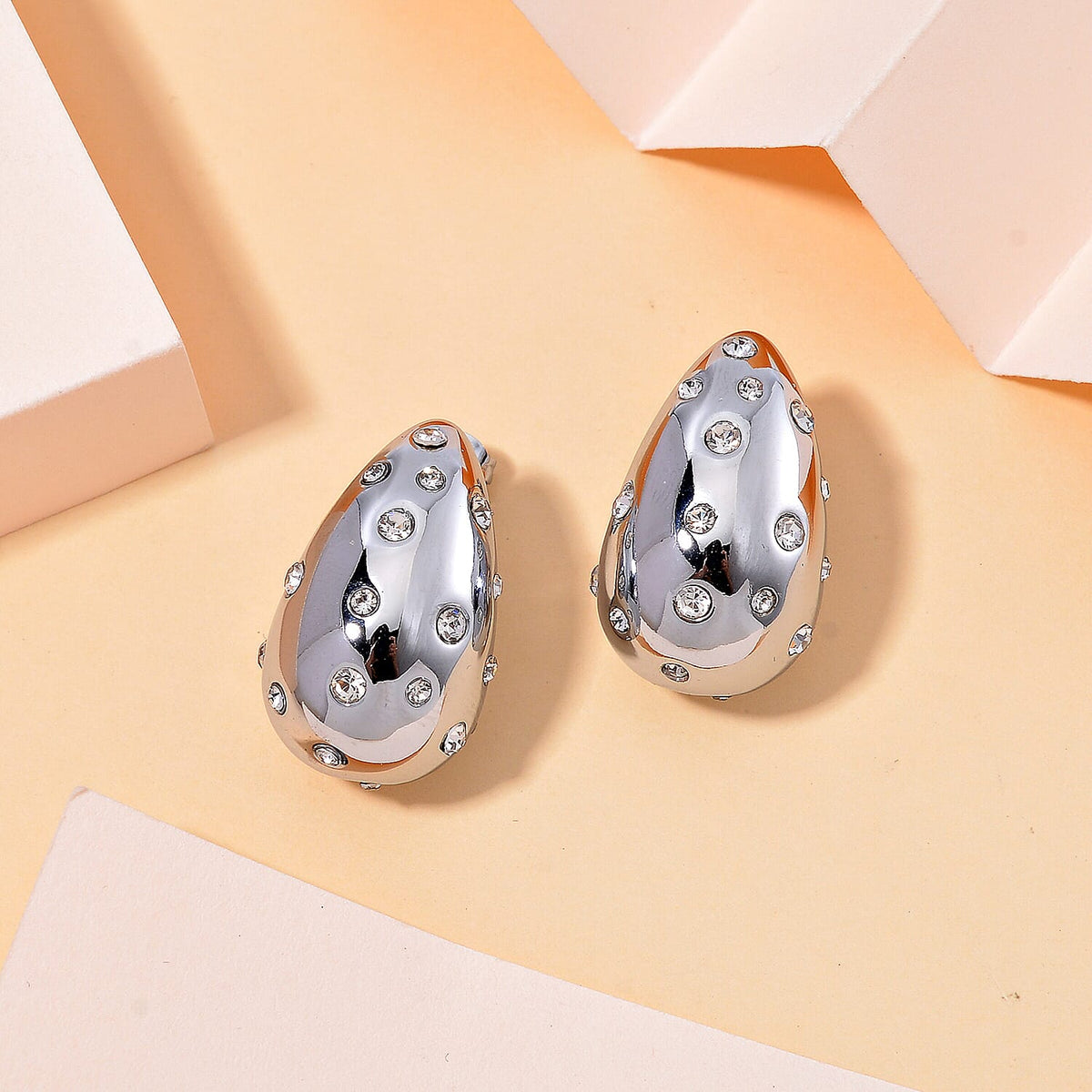 White  Crystal Push Back Earring in White 7843440 1