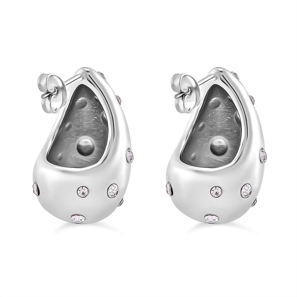 White  Crystal Push Back Earring in White