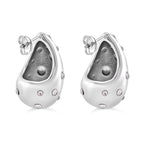 White  Crystal Push Back Earring in White