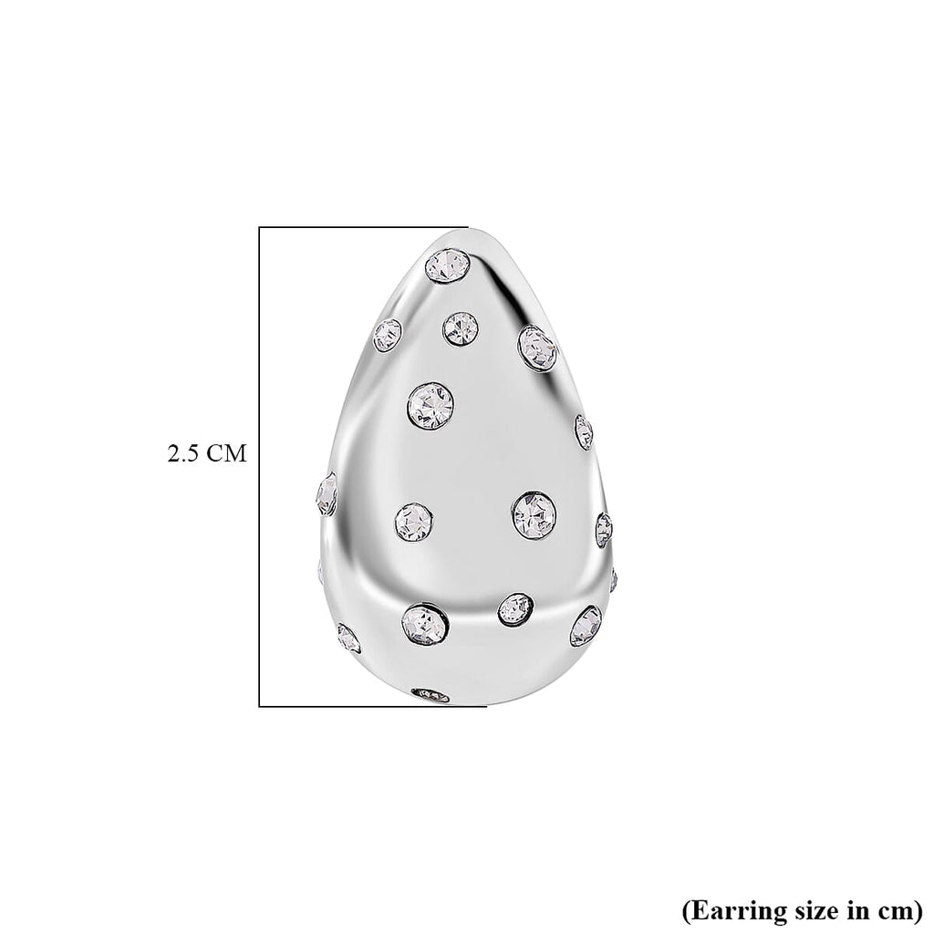 White  Crystal Push Back Earring in White
