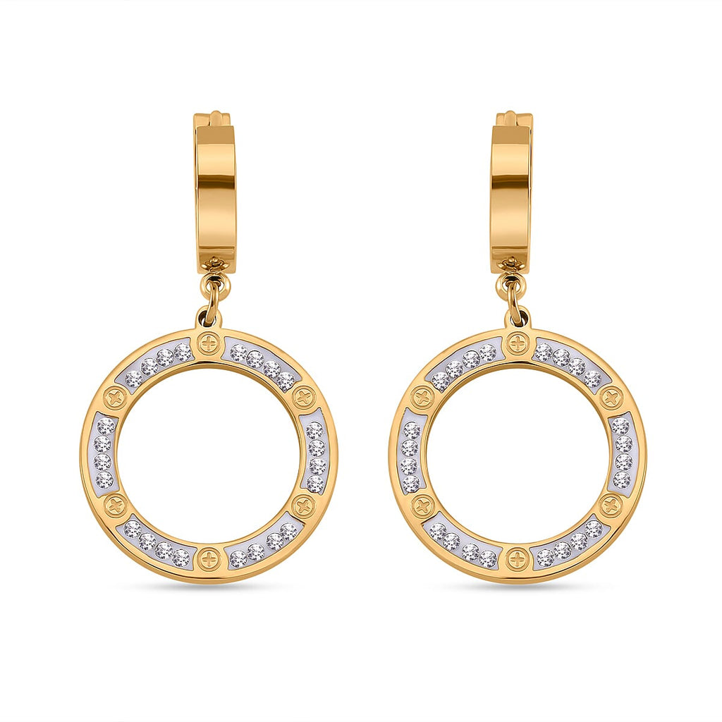 White Crystal Circle Earrings