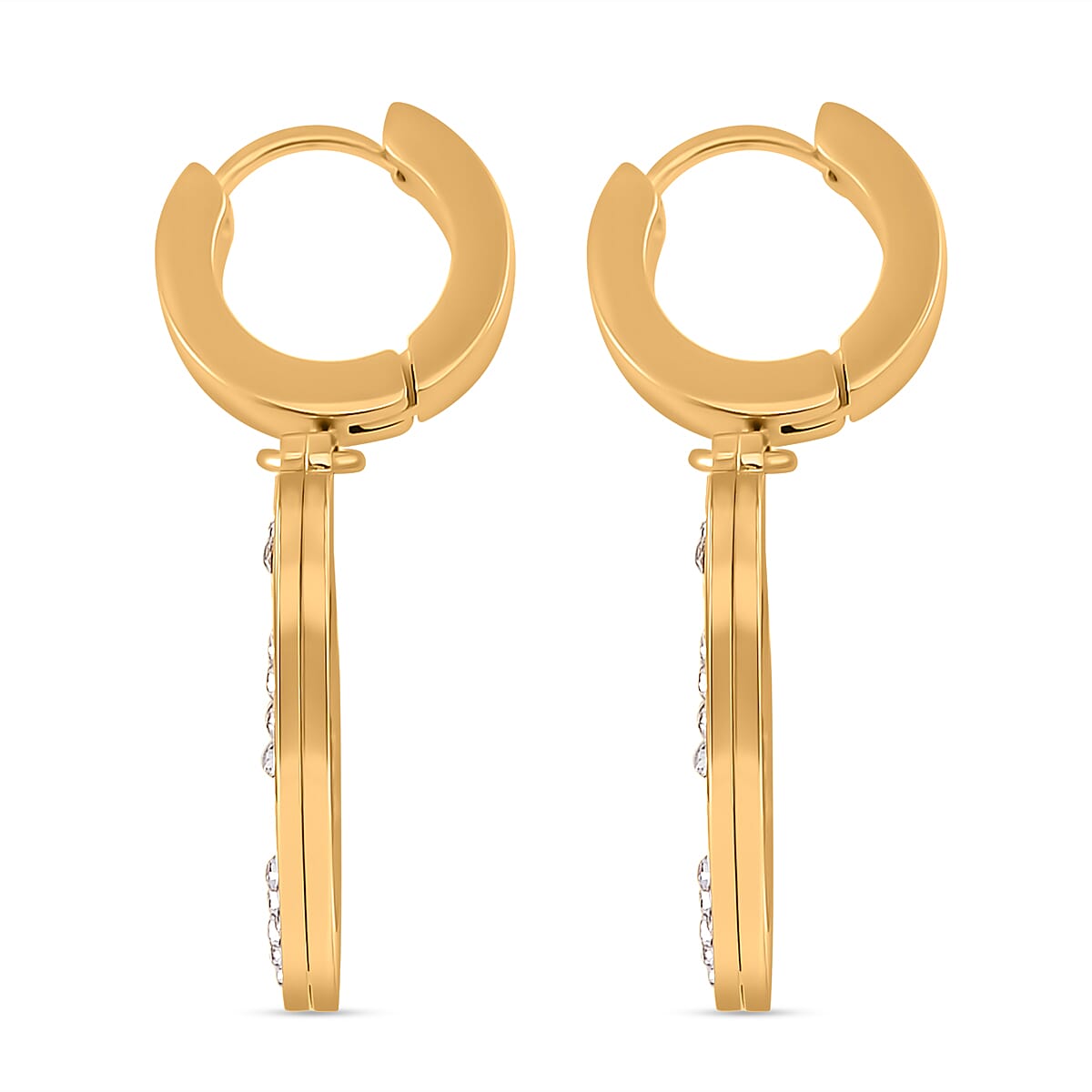 White Crystal Circle Hoop Earrings in Yellow Tone 7843516 4
