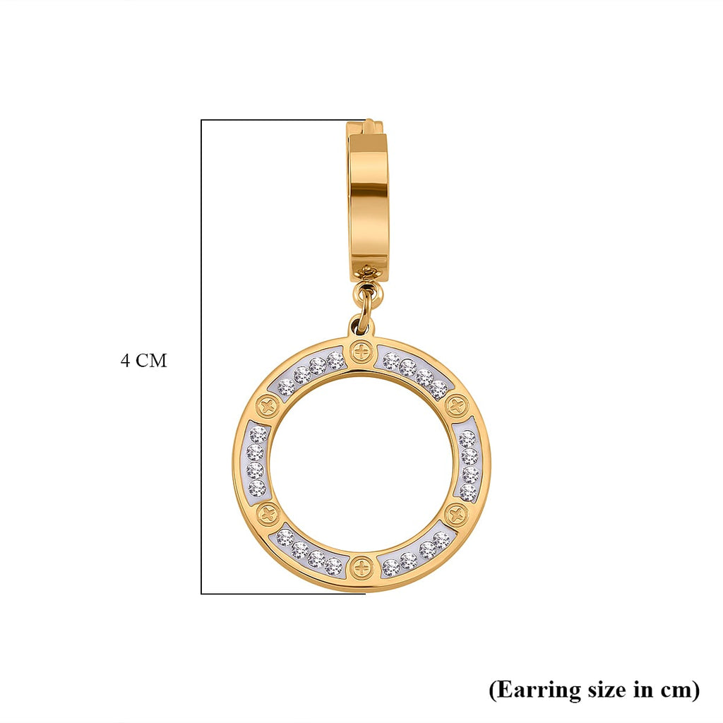 White Crystal Circle Earrings