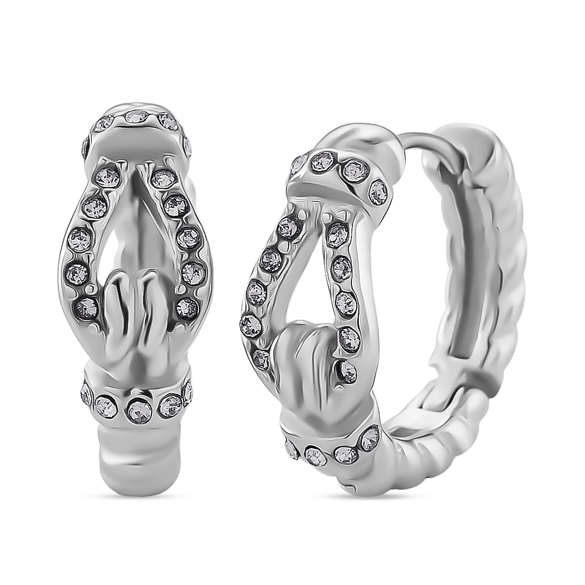 White Crystal Hoop Earrings in Silver Plated 8217352 0