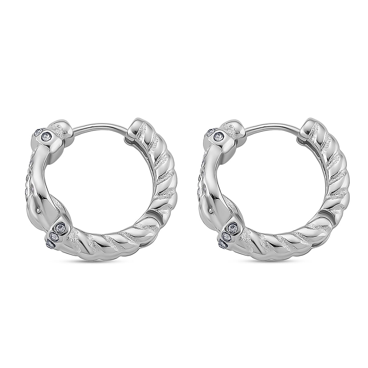 White Crystal Hoop Earrings in Silver Plated 8217352 4
