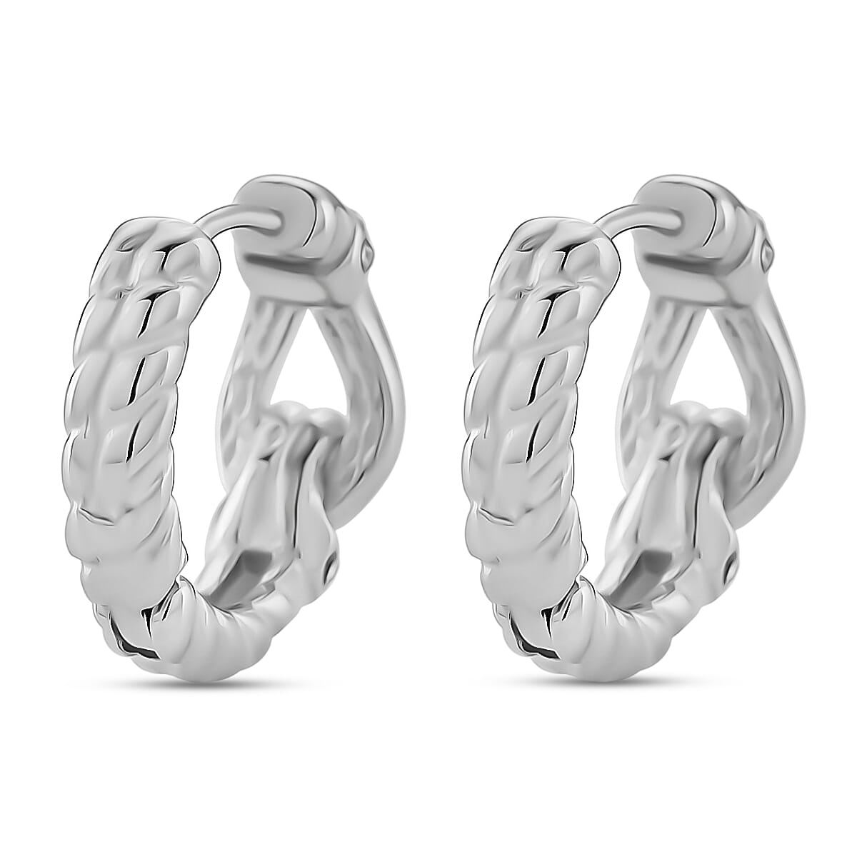 White Crystal Hoop Earrings in Silver Plated 8217352 5
