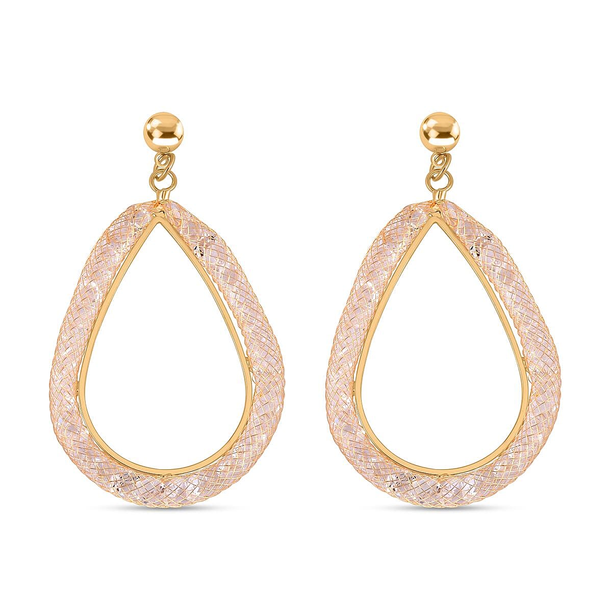 White Austrian Crystal Hoop Earrings in Yellow Gold Tone 7663779 0
