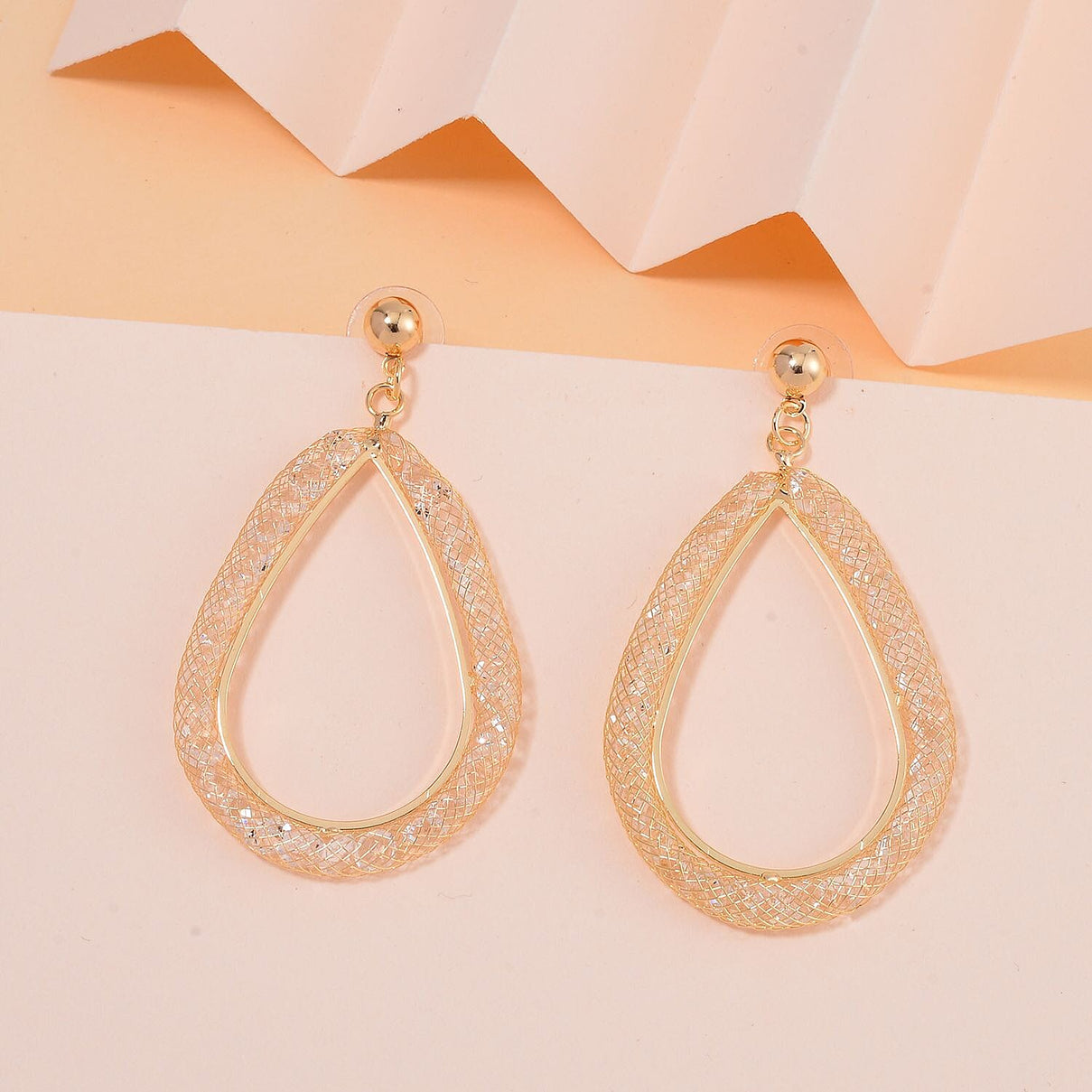 White Austrian Crystal Hoop Earrings in Yellow Gold Tone 7663779 1