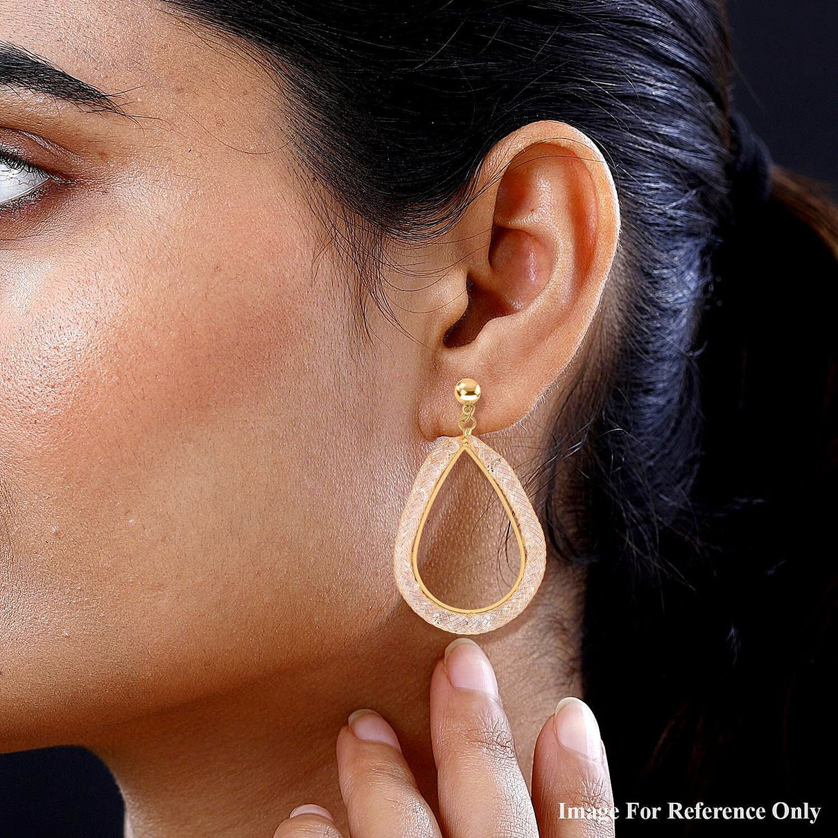 White Austrian Crystal Hoop Earrings in Yellow Gold Tone 7663779 2