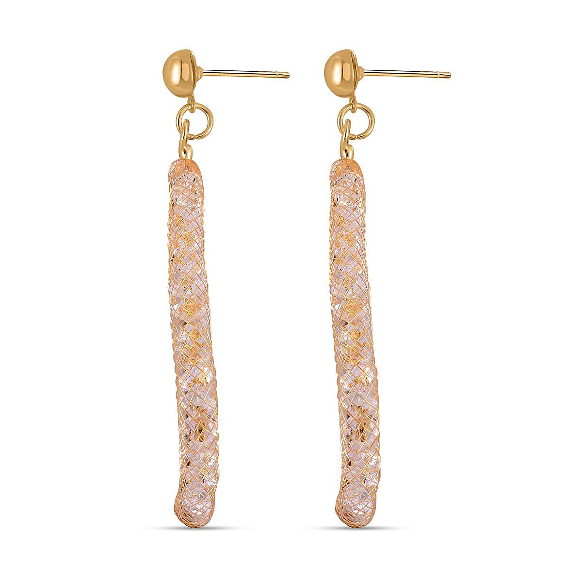 White Austrian Crystal Hoop Earrings in Yellow Gold Tone 7663779 3