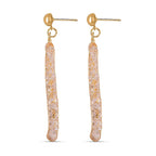 White Austrian Crystal Hoop Earrings in Yellow Gold Tone