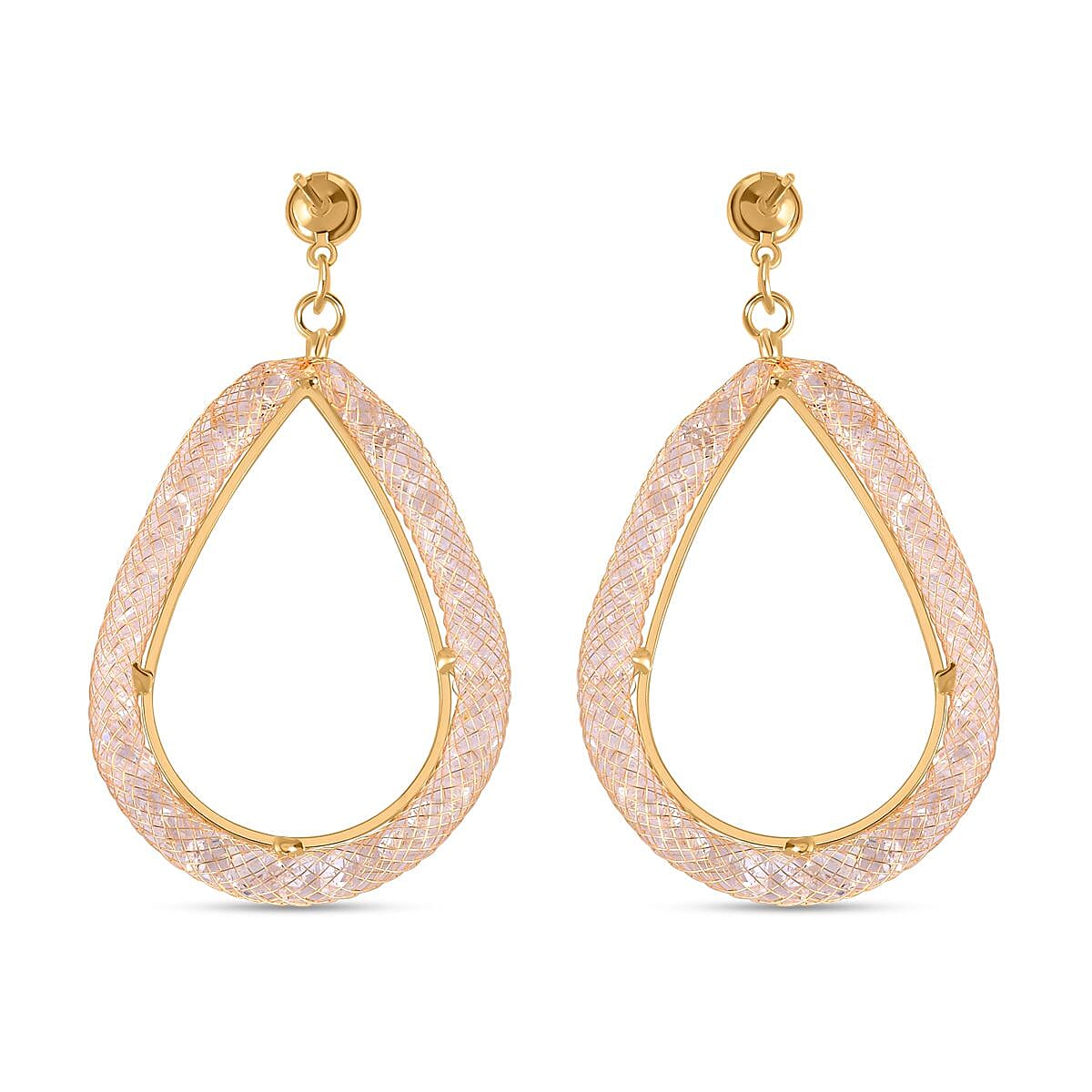 White Austrian Crystal Hoop Earrings in Yellow Gold Tone 7663779 4