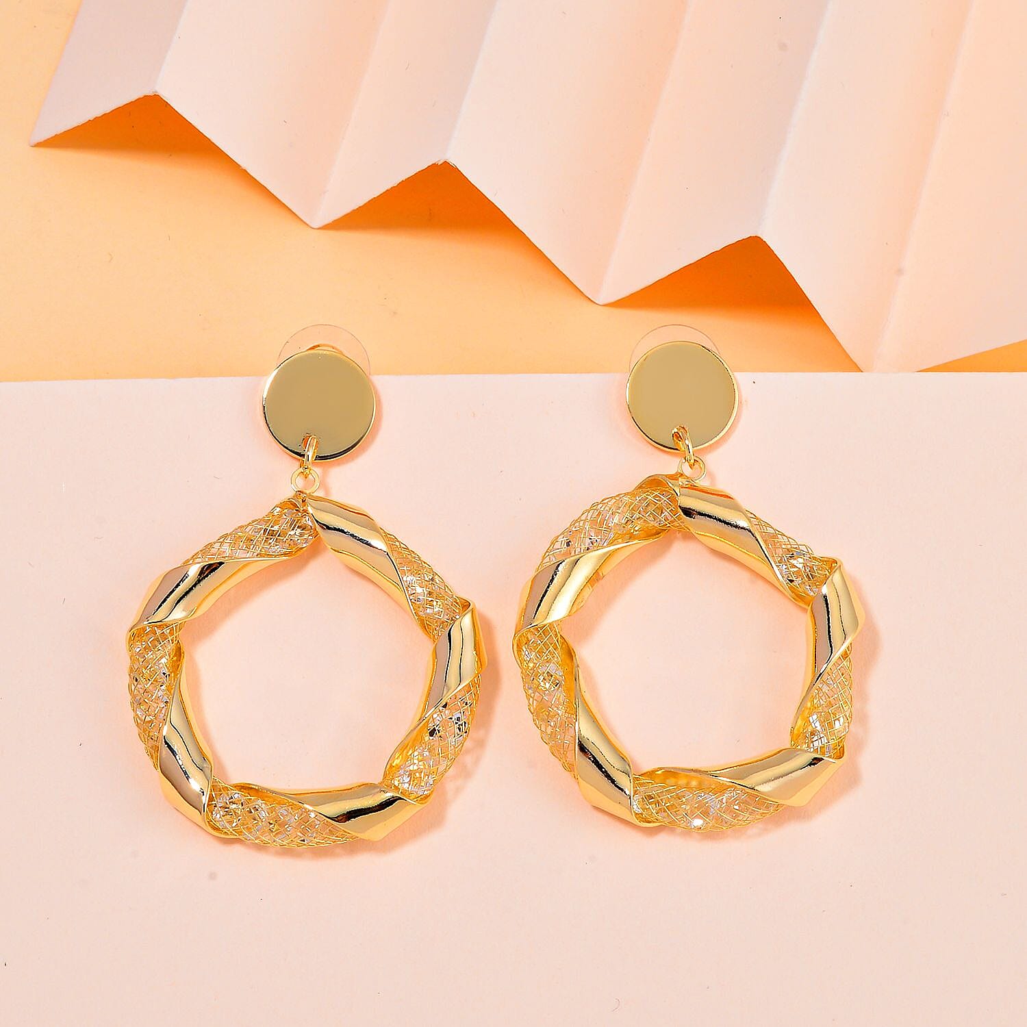 Designer Inspired -White Austrian Crystal Hoop Earrings 7664001 1