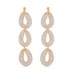 White Austrian Crystal Drop Earrings in Gold Tone