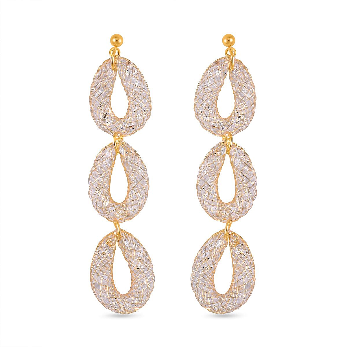 White Austrian Crystal Drop Earrings in Gold Tone 7664015 0